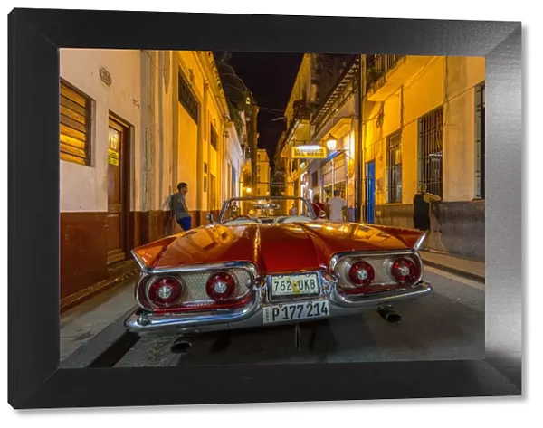Classic American car near Bodeguita del Medio bar in old Havana, , Cuba