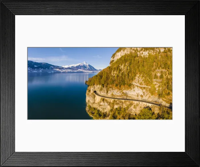 Framed Print : Coastal road on Lake Thun, Berner Oberland, canton of Bern, Switzerland Framed Print : Coastal road on Lake Thun, Berner Oberland, canton of Bern, Switzerland
