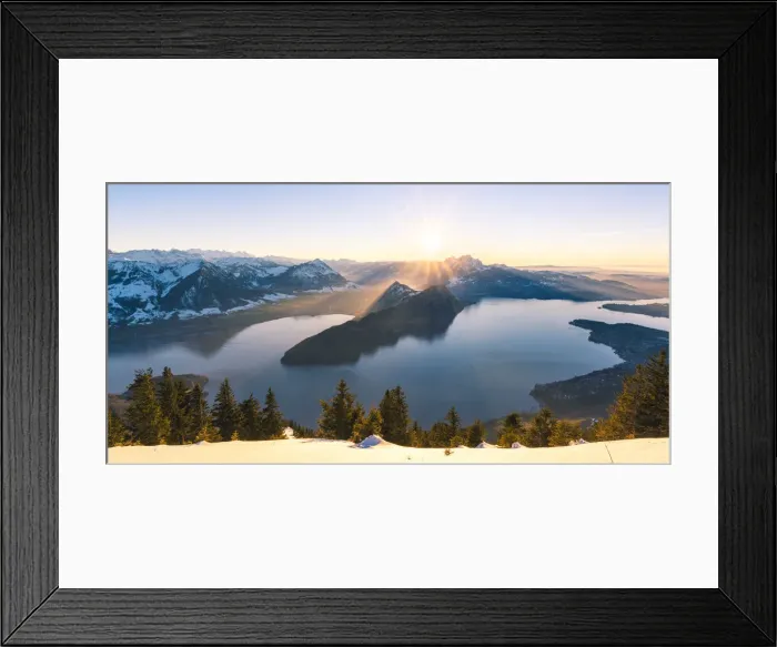 Framed Print : Lake Lucerne at sunset from mount Rigi, Switzerland