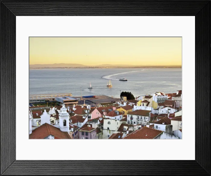 Framed Print : Alfama district at twilight facing the Tagus river. Lisbon, Portugal Framed Print : Alfama district at twilight facing the Tagus river. Lisbon, Portugal