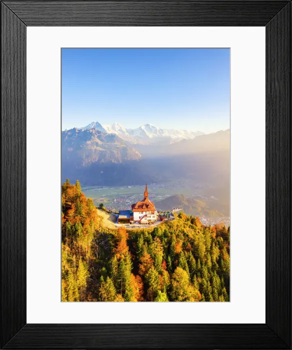 Framed Print : Harder Kulm with the Eiger, Monch and Jungfrau behind, Berner Oberland, Switzerland