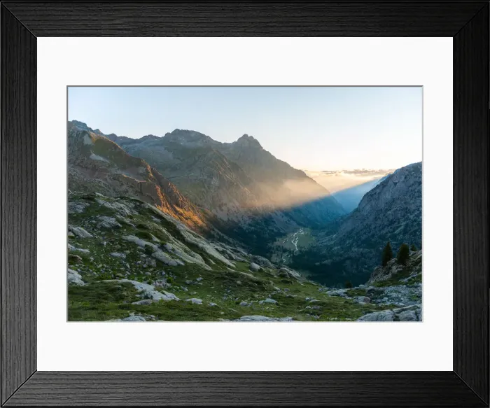 Framed Print : Valasco Valley, Cuneo Province, Piedmont, Italy. Sunrise Framed Print : Valasco Valley, Cuneo Province, Piedmont, Italy. Sunrise