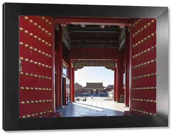 Eastern gate of the Hall of Preserving Harmony looking South. Forbidden City, Beijing