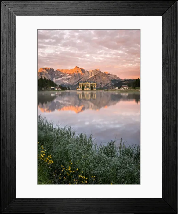 Framed Print : Misurina lake at sunrise, Misurina, Auronzo di Cadore, Belluno, Veneto, Italy Framed Print : Misurina lake at sunrise, Misurina, Auronzo di Cadore, Belluno, Veneto, Italy