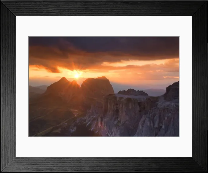 Framed Print : Stunning sunset on Sassolungo group. Fassa Valley, Trentino, Dolomites, Italy, Europe Framed Print : Stunning sunset on Sassolungo group. Fassa Valley, Trentino, Dolomites, Italy, Europe