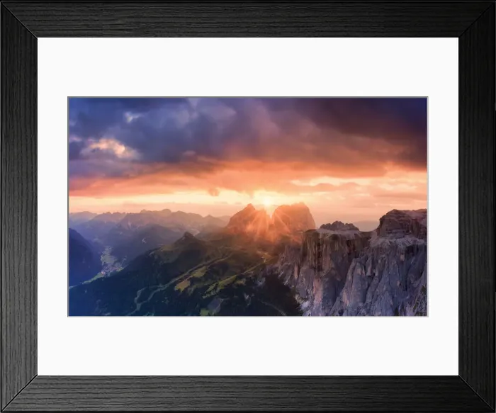 Framed Print : Stunning sunset on Sassolungo group. Fassa Valley, Trentino, Dolomites, Italy, Europe Framed Print : Stunning sunset on Sassolungo group. Fassa Valley, Trentino, Dolomites, Italy, Europe