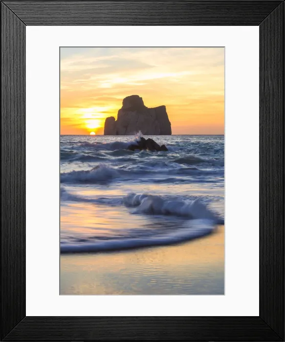 Framed Print : The sunset is reflected on the Beach of Masua, Iglesias, Sud Sardegna province, Sardinia Framed Print : The sunset is reflected on the Beach of Masua, Iglesias, Sud Sardegna province, Sardinia