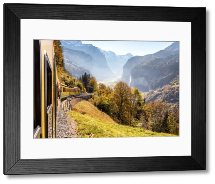 Framed Print : The railway from Lauterbrunnen to Wengen. Wengen, Canton of Bern, Switzerland, Europe Framed Print : The railway from Lauterbrunnen to Wengen. Wengen, Canton of Bern, Switzerland, Europe