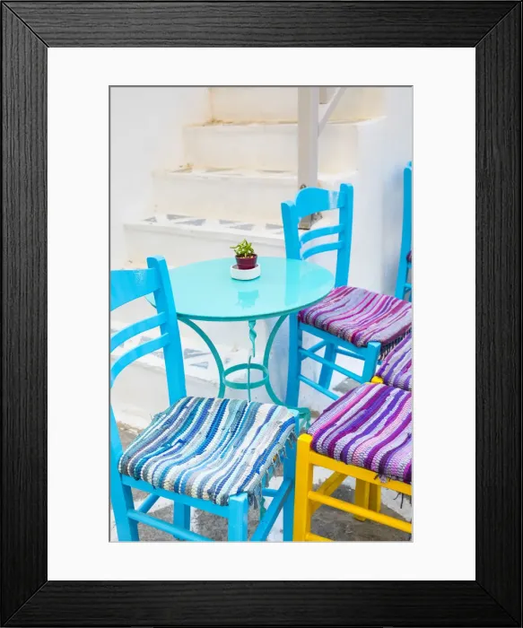 Framed Print : Cafe in Naousa, Paros, Cyclade Islands, Greece Framed Print : Cafe in Naousa, Paros, Cyclade Islands, Greece