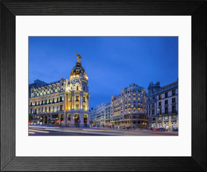 Framed Print : Metropolis Building at Dusk, Madrid, Spain Framed Print : Metropolis Building at Dusk, Madrid, Spain