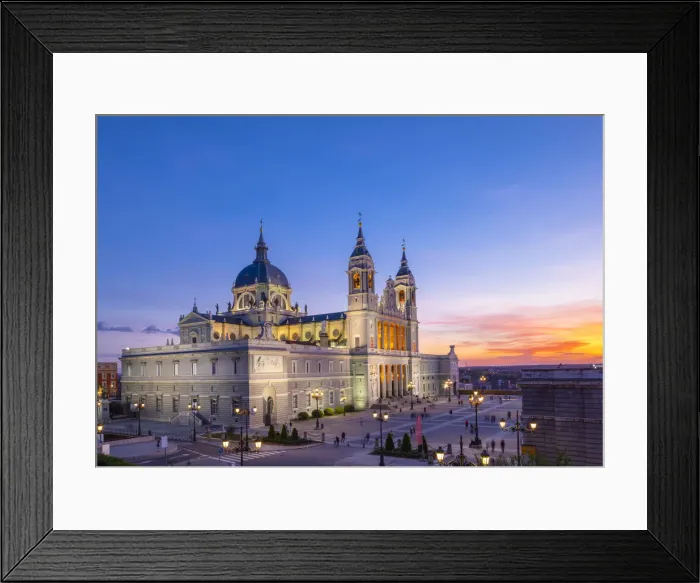 Framed Print : Exterior of Almudena Cathedral at Sunset, Madrid, Spain Framed Print : Exterior of Almudena Cathedral at Sunset, Madrid, Spain