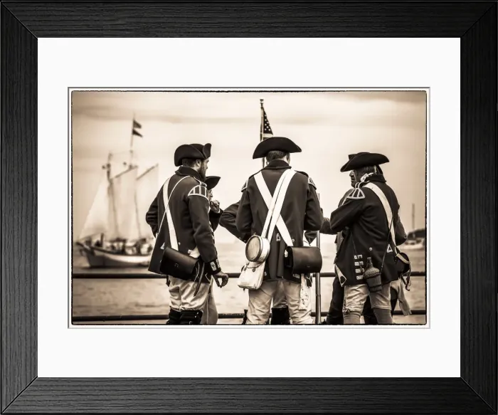Framed Print : USA, New England, Massachusetts, Cape Ann, Gloucester, re-enactors of the Battle of Framed Print : USA, New England, Massachusetts, Cape Ann, Gloucester, re-enactors of the Battle of