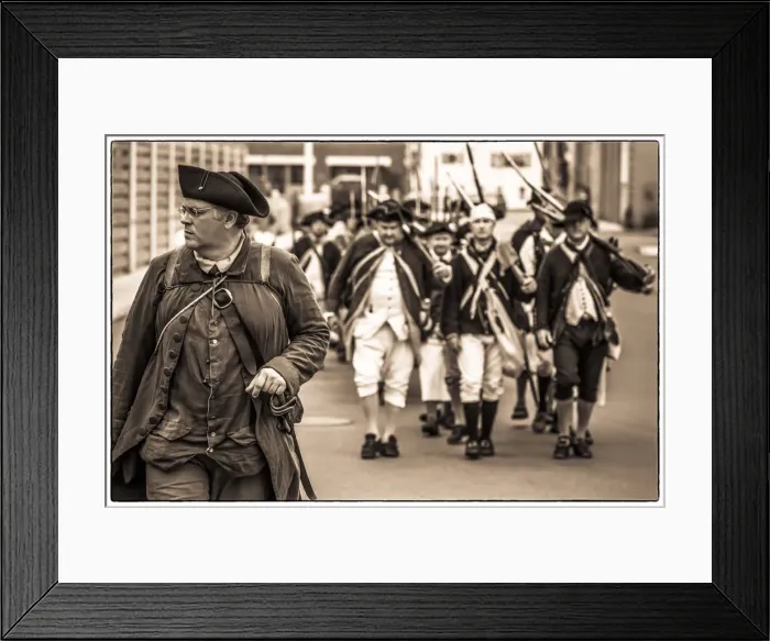 Framed Print : USA, New England, Massachusetts, Cape Ann, Gloucester, re-enactors of the Battle of Framed Print : USA, New England, Massachusetts, Cape Ann, Gloucester, re-enactors of the Battle of