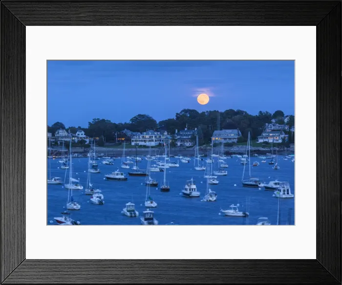 Framed Print : USA, New England, Massachusetts, Marblehead, Marblehead Harbor, moonrise Framed Print : USA, New England, Massachusetts, Marblehead, Marblehead Harbor, moonrise