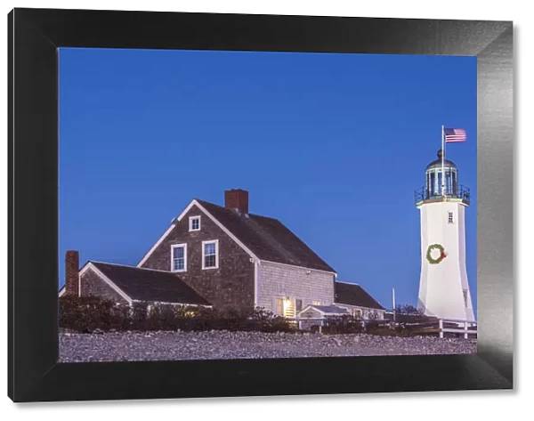 USA, New England, Massachusetts, Scituate, Scituate Lighthouse, dusk