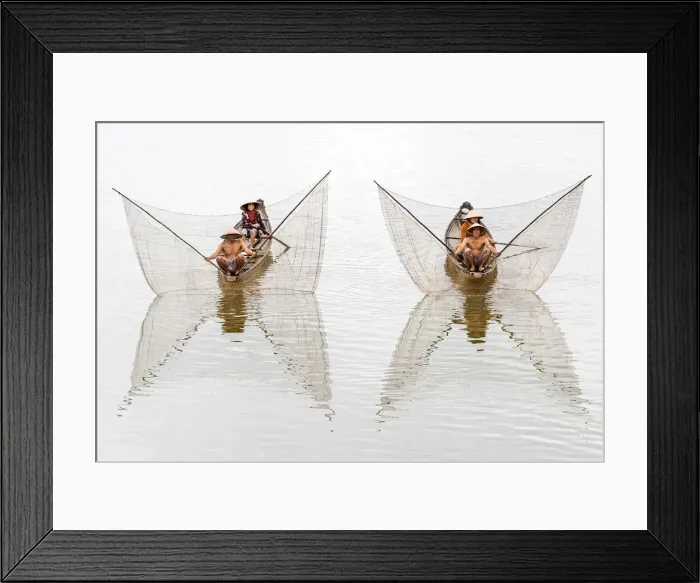 Framed Print : Net casting fishermen on the Perfume River, Hue, Vietnam Framed Print : Net casting fishermen on the Perfume River, Hue, Vietnam