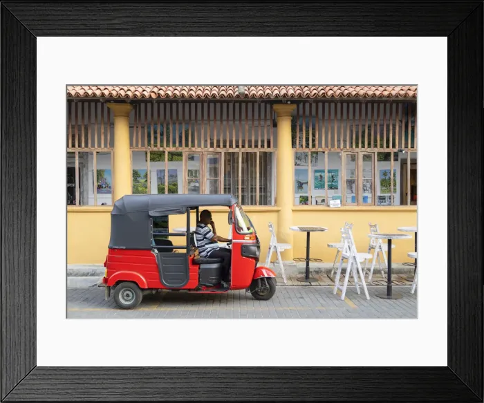 Framed Print : Tuk tuk outside cafe, Galle, Southern Province, Sri Lanka Framed Print : Tuk tuk outside cafe, Galle, Southern Province, Sri Lanka