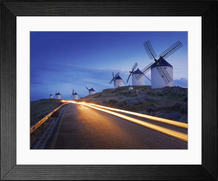 Framed Print : Spain, Castile, La Mancha, Consuegra, Windmills at dusk Framed Print : Spain, Castile, La Mancha, Consuegra, Windmills at dusk