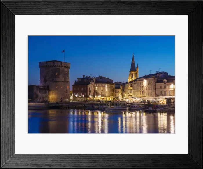Framed Print : France, Poitou Charentes, La Rochelle, Old Harbour at dusk Framed Print : France, Poitou Charentes, La Rochelle, Old Harbour at dusk