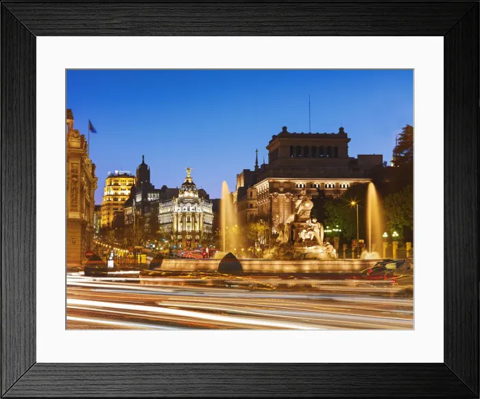 Framed Print : Spain, Madrid, Plaza de Cibeles illuminated at night