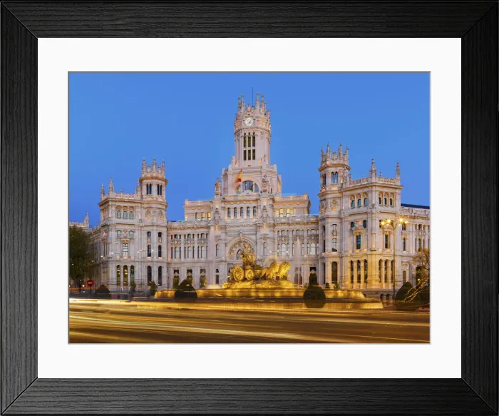 Framed Print : Spain, Madrid. Plaza de Cibeles and town hall at dusk Framed Print : Spain, Madrid. Plaza de Cibeles and town hall at dusk