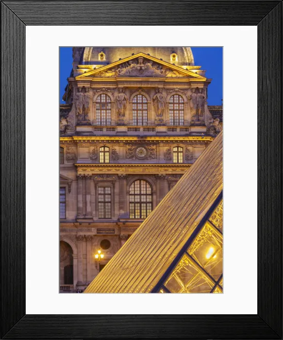 Framed Print : France, Paris, The Louvre, Pyramid at dusk Framed Print : France, Paris, The Louvre, Pyramid at dusk