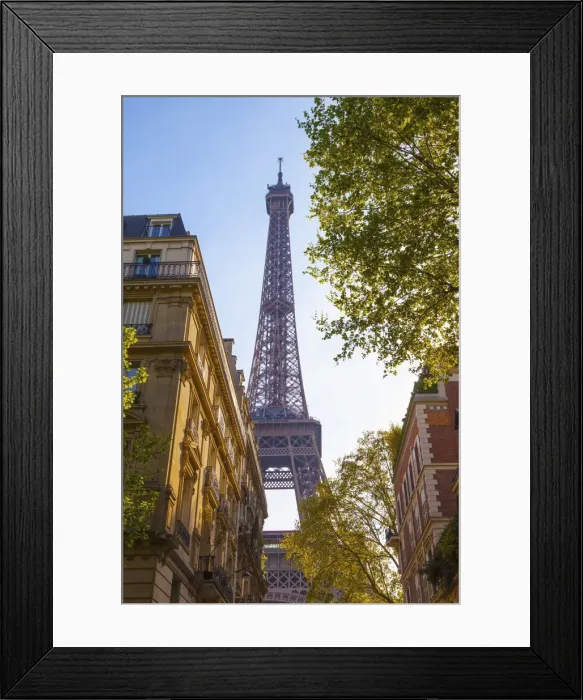 Framed Print : France, Paris, Eiffel Tower, view through street Framed Print : France, Paris, Eiffel Tower, view through street