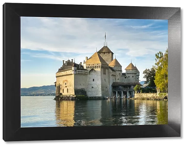 Chateau de Chillon on the shores of Lake Geneva (French: Lac LA man), Veytaux, Vaud Canton