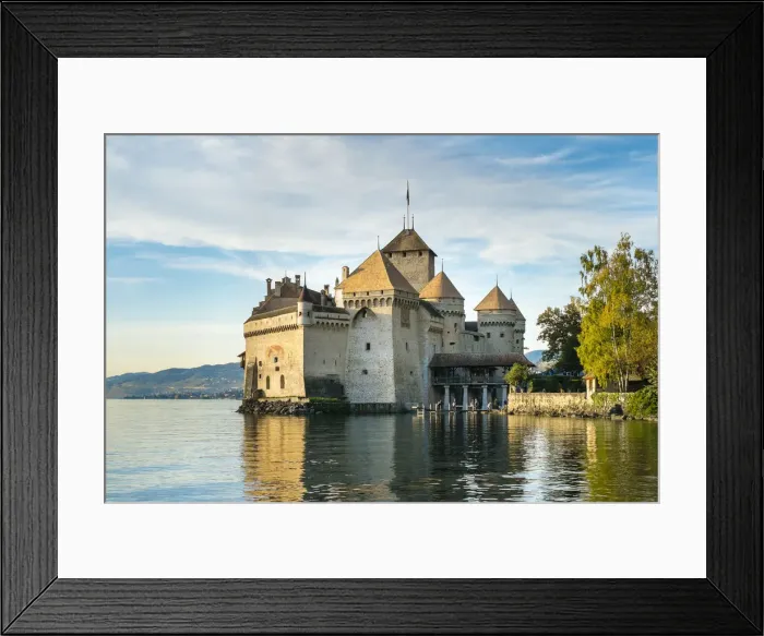 Framed Print : Chateau de Chillon on the shores of Lake Geneva (French: Lac LA man), Veytaux, Vaud Canton Framed Print : Chateau de Chillon on the shores of Lake Geneva (French: Lac LA man), Veytaux, Vaud Canton