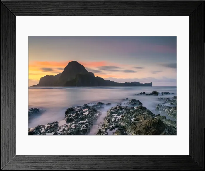 Framed Print : Long exposure of Cadlao Island on Bacuit Bay at sunset seen from Caalan Beach, El Nido Framed Print : Long exposure of Cadlao Island on Bacuit Bay at sunset seen from Caalan Beach, El Nido