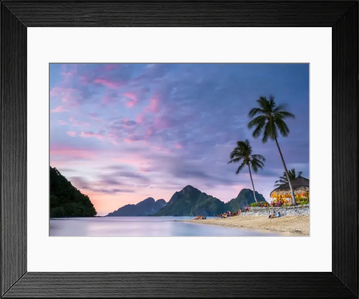 Framed Print : Las Cabanas Beach Resort on Marimegmeg Beach at sunset, El Nido, Palawan, Philippines Framed Print : Las Cabanas Beach Resort on Marimegmeg Beach at sunset, El Nido, Palawan, Philippines