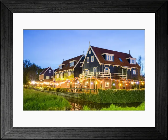 Framed Print : Netherlands, North Holland, Marken. Typical wooden houses on the island of Maarken