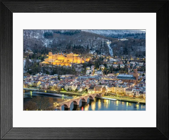 Framed Print : Germany, Baden-Worttemberg, Heidelberg. Schloss Heidelberg castle, Alte Brucke (old Framed Print : Germany, Baden-Worttemberg, Heidelberg. Schloss Heidelberg castle, Alte Brucke (old