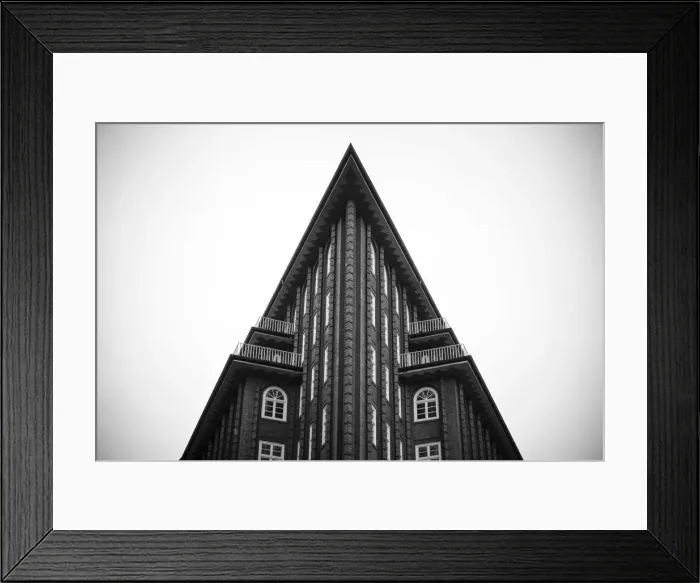 Framed Print : Wide angle view of Chilehaus (Chile House) example of brick expressionism architecture Framed Print : Wide angle view of Chilehaus (Chile House) example of brick expressionism architecture
