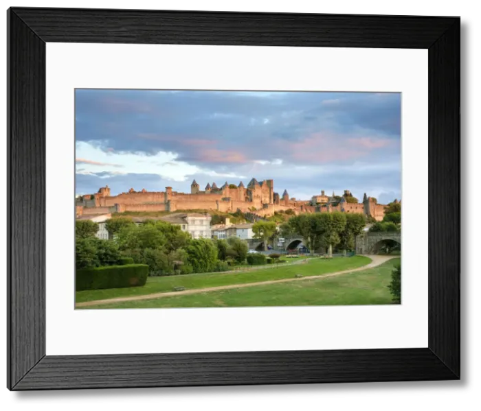 Framed Print : La Cite of Carcassonne seen from Pont Neuf, Carcassonne, Aude Department