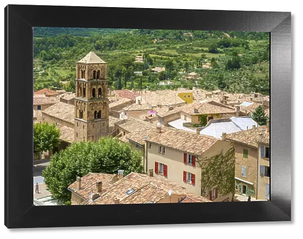 High angle view of town of Moustiers-Sainte-Marie, Alpes-de-Haute-Provence