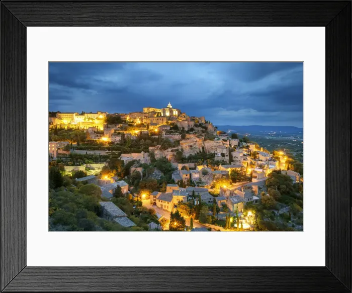 Framed Print : Hilltop town of Gordes at dusk, Vaucluse, Provence-Alpes-CA'te d Azur, France Framed Print : Hilltop town of Gordes at dusk, Vaucluse, Provence-Alpes-CA'te d Azur, France