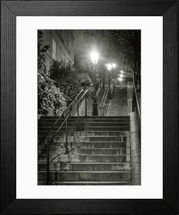 Framed Print : Dark stairs at night, Montmartre, Paris, Ile-de-France, France Framed Print : Dark stairs at night, Montmartre, Paris, Ile-de-France, France