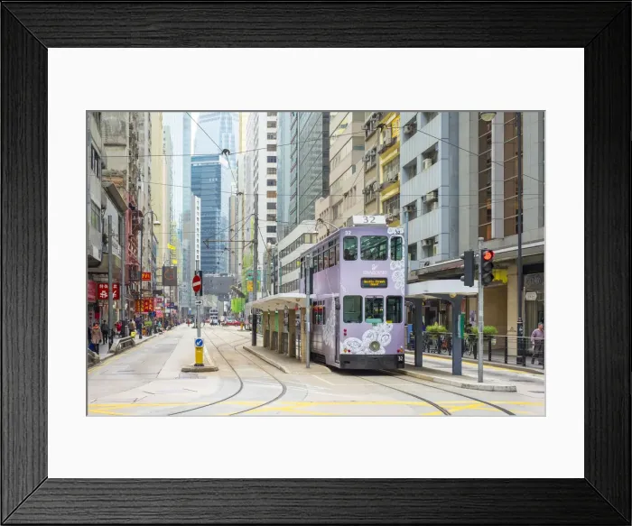 Framed Print : Doube-decker tram on Des Voeux Road in Central Hong Kong, Hong Kong Island, Hong Kong Framed Print : Doube-decker tram on Des Voeux Road in Central Hong Kong, Hong Kong Island, Hong Kong