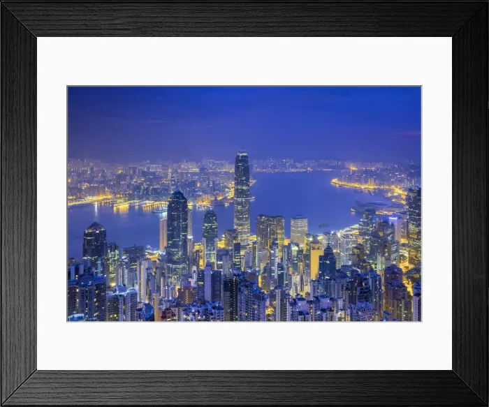 Framed Print : Skyscrapers in central Hong Kong seen from The Peak at dawn, Hong Kong Island, Hong Kong Framed Print : Skyscrapers in central Hong Kong seen from The Peak at dawn, Hong Kong Island, Hong Kong