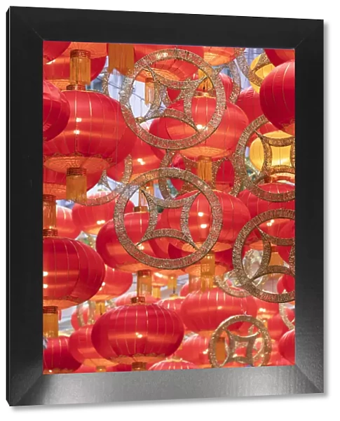 Chinese New Year decorations on Lee Tung Avenue, Wan Chai, Hong Kong Island, Hong Kong