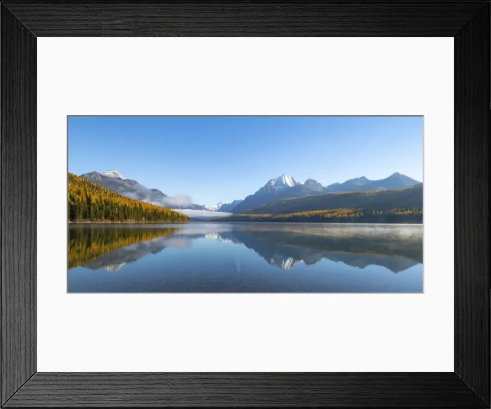 Framed Print : Autumn colours at sunset on Bowman Lake, Glacier National Park, Montana, USA Framed Print : Autumn colours at sunset on Bowman Lake, Glacier National Park, Montana, USA