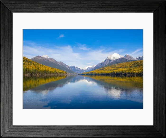 Framed Print : Autumn colours on Bowman Lake, Glacier National Park, Montana, USA