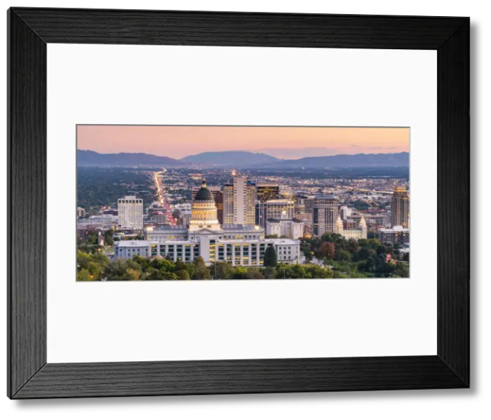 Framed Print : State Capital building and skyline of Salt Lake City, Utah, USA