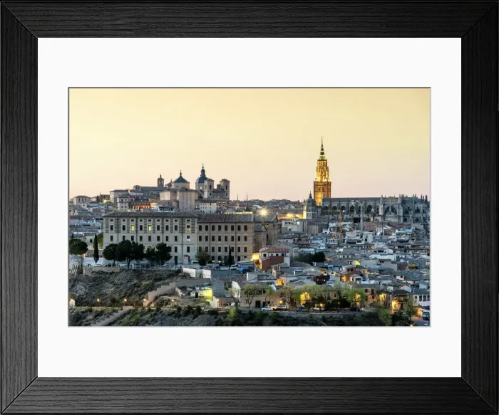 Framed Print : The Old Town of Toledo in the evening. The Catedral Primada (Primate Cathedral of Framed Print : The Old Town of Toledo in the evening. The Catedral Primada (Primate Cathedral of