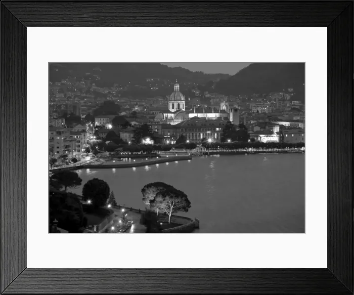 Framed Print : Italy, Lombardy, Lakes Region, Lake Como, Como, city view from Bellagio road, evening Framed Print : Italy, Lombardy, Lakes Region, Lake Como, Como, city view from Bellagio road, evening