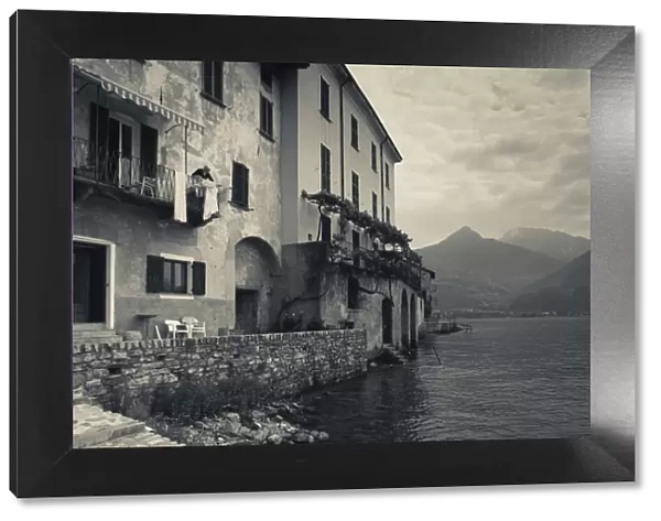 Italy, Lombardy, Lakes Region, Lake Como, Santa Maria Rezzonico, lakeside houses