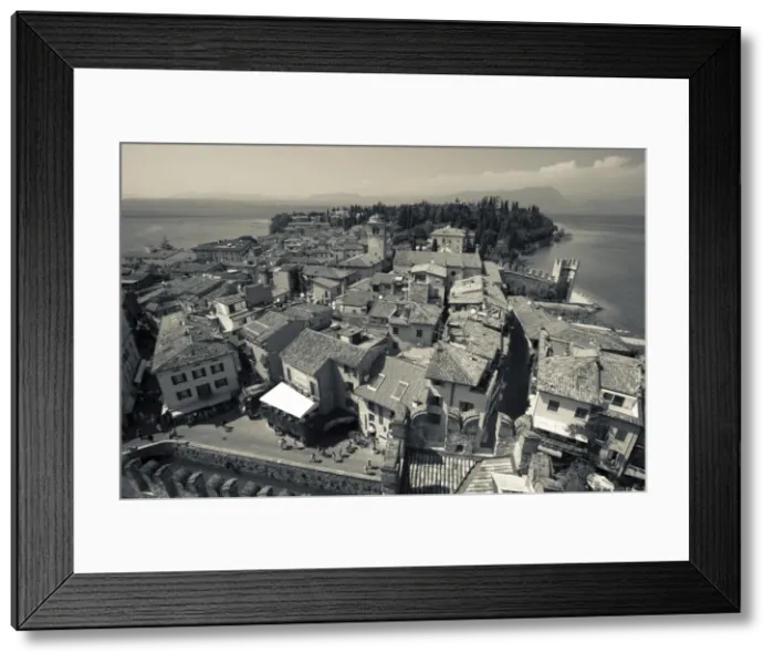 Framed Print : Italy, Lombardy, Lake District, Lake Garda, Sirmione, town view from Castello Scaligero Framed Print : Italy, Lombardy, Lake District, Lake Garda, Sirmione, town view from Castello Scaligero