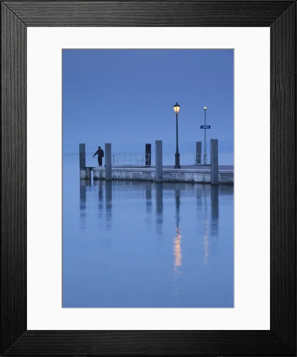 Framed Print : Italy, Veneto, Lake District, Lake Garda, Garda, lakeside pier view Framed Print : Italy, Veneto, Lake District, Lake Garda, Garda, lakeside pier view
