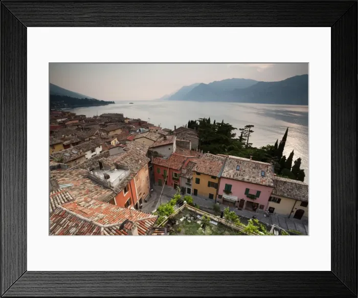 Framed Print : Italy, Veneto, Lake District, Lake Garda, Malcesine, town view from Castello Scaligero castle Framed Print : Italy, Veneto, Lake District, Lake Garda, Malcesine, town view from Castello Scaligero castle